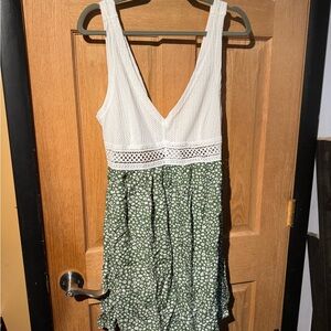 SHEIN White and Green Backless Dress